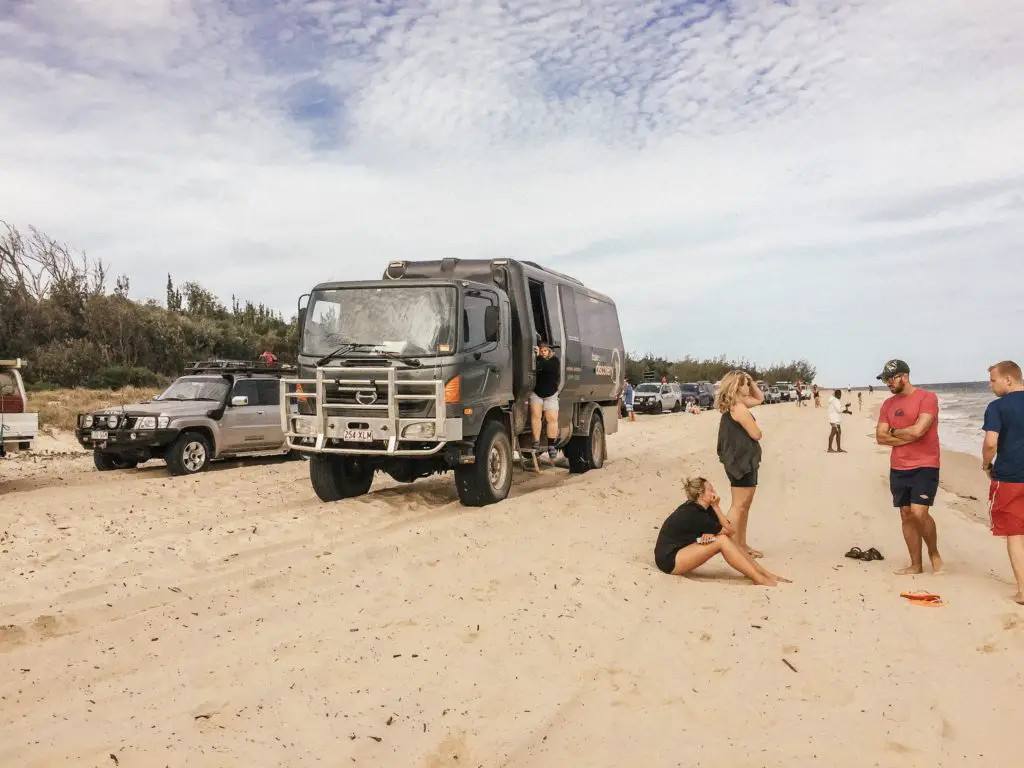 4x4 traffic jam on Fraser Island