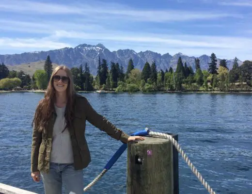 girl in front of lake Queenstown