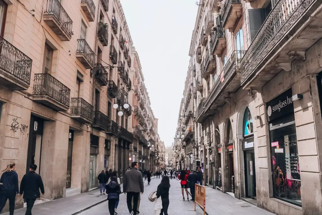 Street in Gothic quarter Barcelona