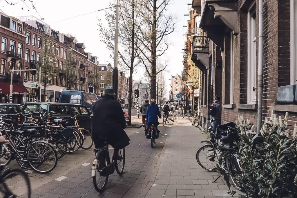 Street with cyclists in Amsterdam