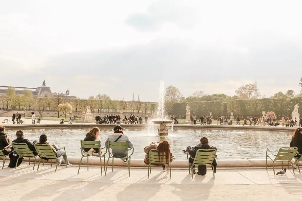 Fountain in gardens in Paris