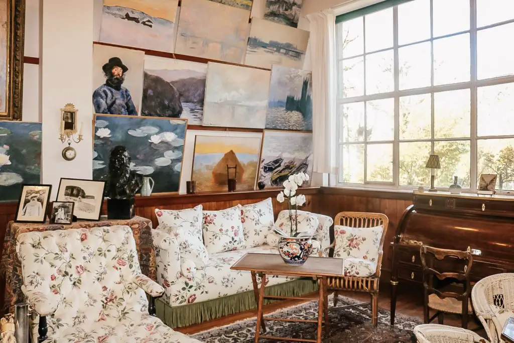 Monet's sitting room with replicas of his paintings at Giverny