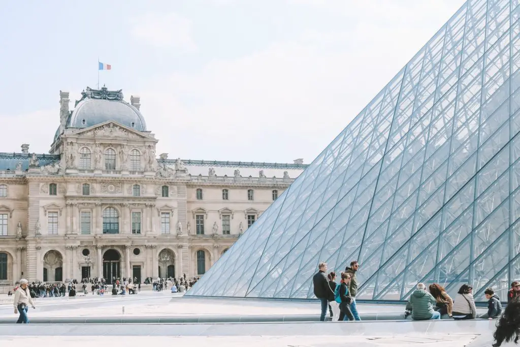 Glass pyramid at Louvre in Paris