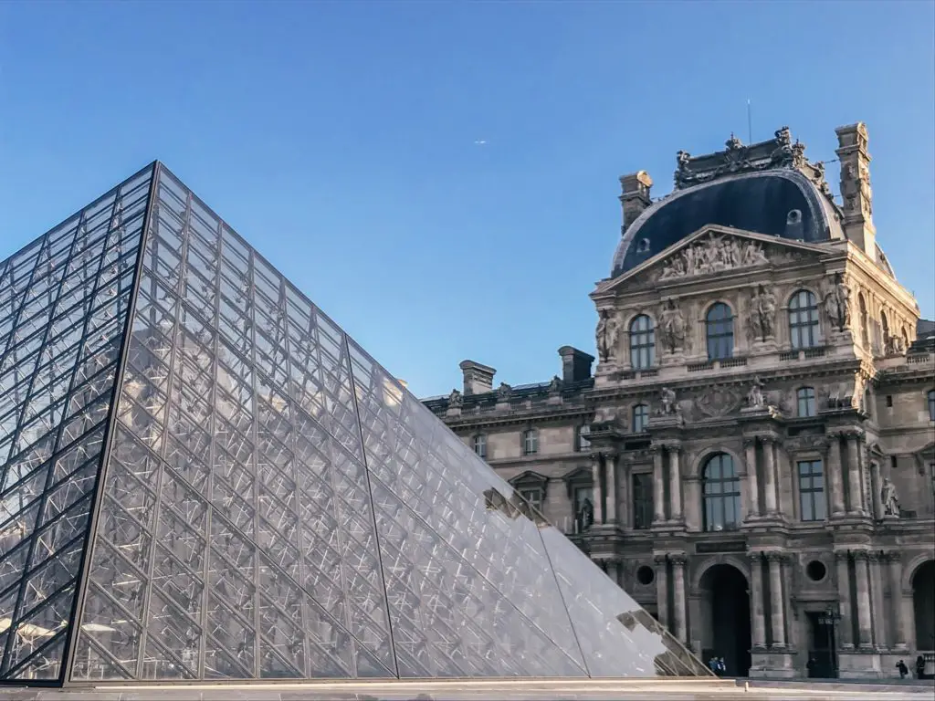 Glass pyramid at Louvre in Paris