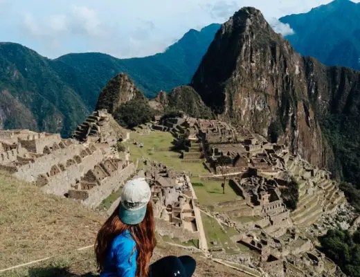 girl in front of Machu Picchu on the Inca Trail in Peru